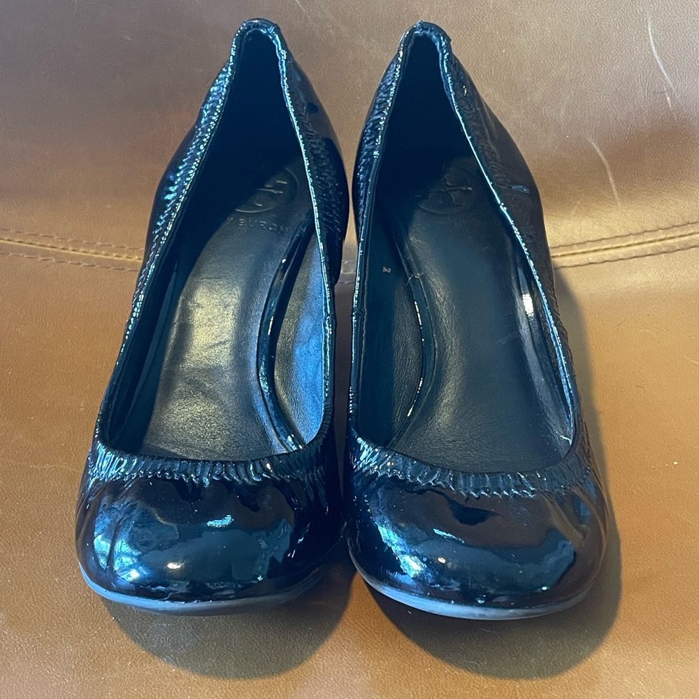 Tory Burch Black Patent Wedges